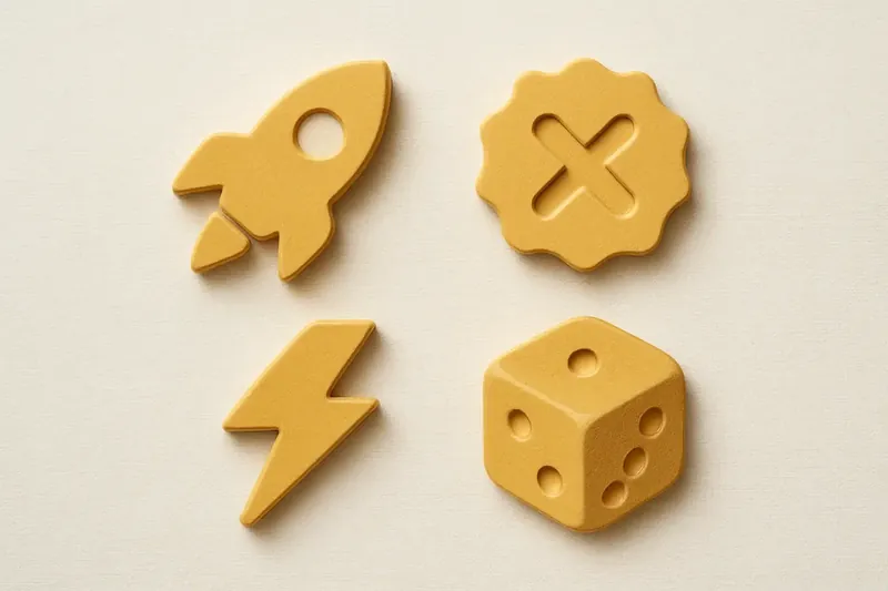Grid of instant game symbols on cream linen background